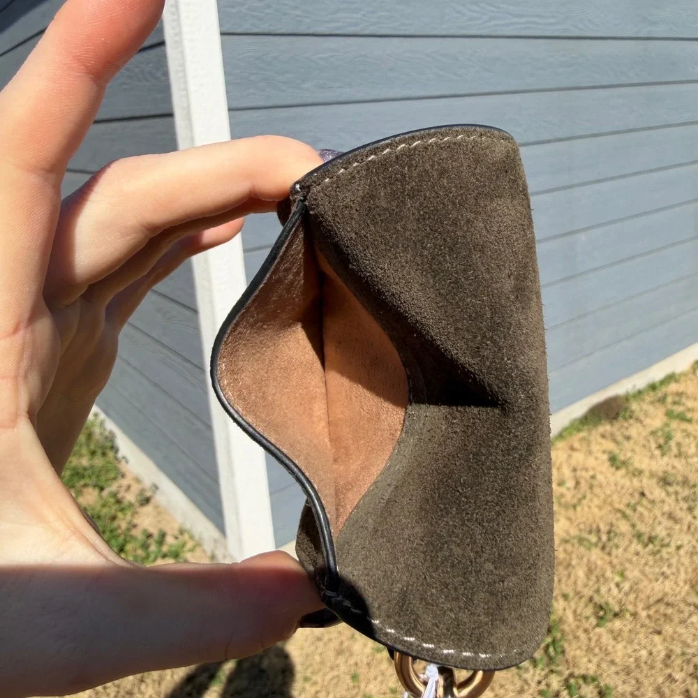 Coach Micro Bag Charm‎ Card Holder Olive Suede Signature Canvas Mob Wife Indie